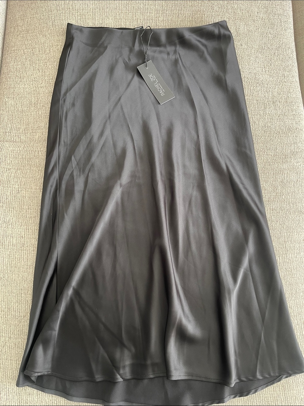 Rachel Zoe Black Satin A-Line Skirt